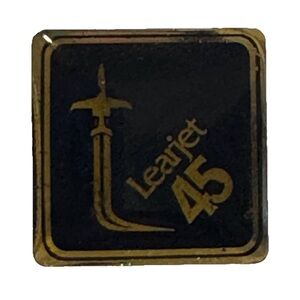 Vintage Lear Jet 45 Brass Square pin Black Gold Learjet